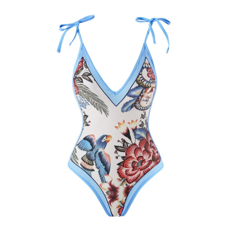 Summer Black Print One Piece Swimsuit