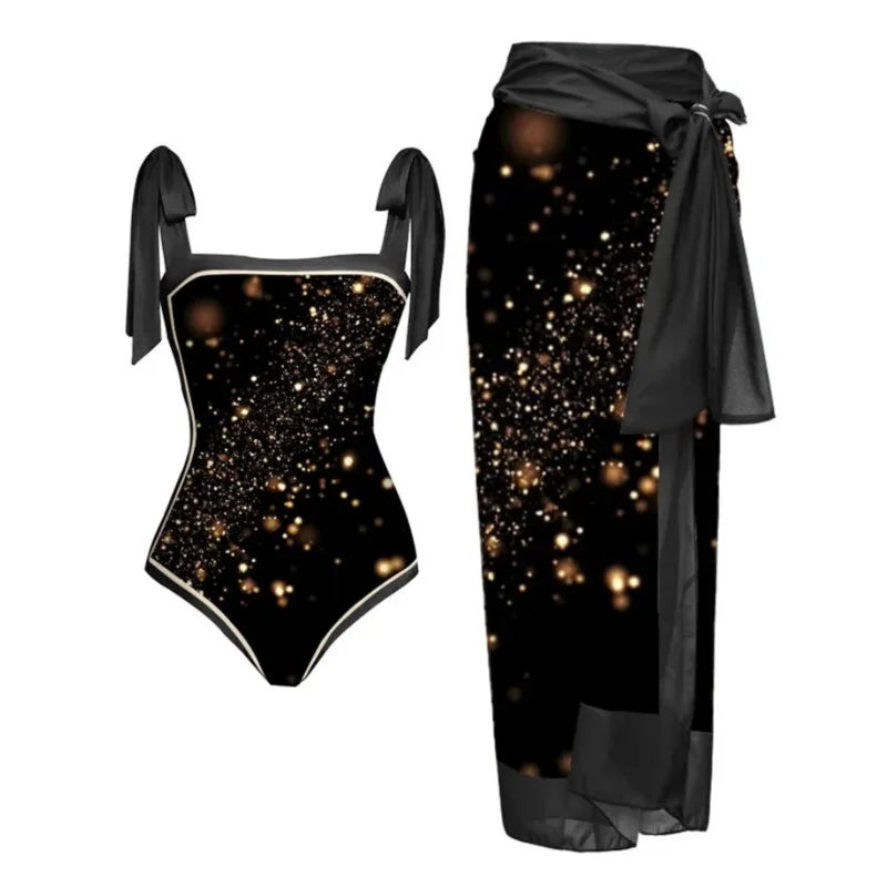 Sexy Black Print One Piece Swimsuits