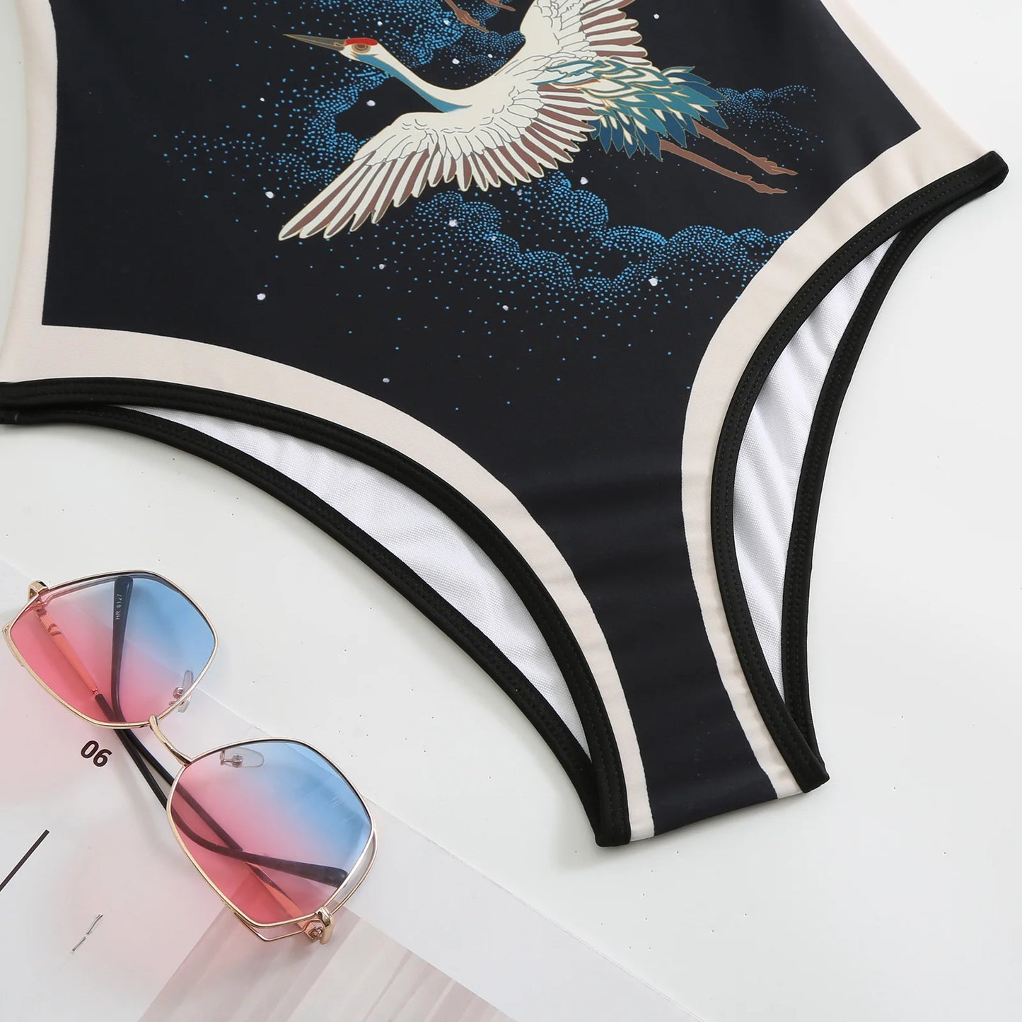 Summer Black Print One Piece Swimsuit