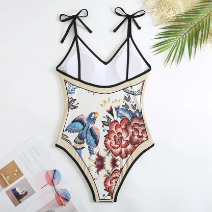 Summer Black Print One Piece Swimsuit