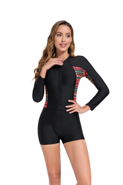 Sun Protection Zipper One Piece Swimsuits