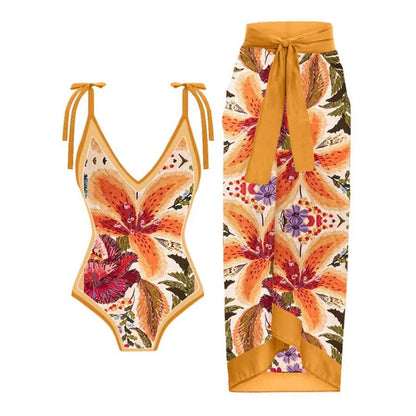 Summer Black Print One Piece Swimsuit
