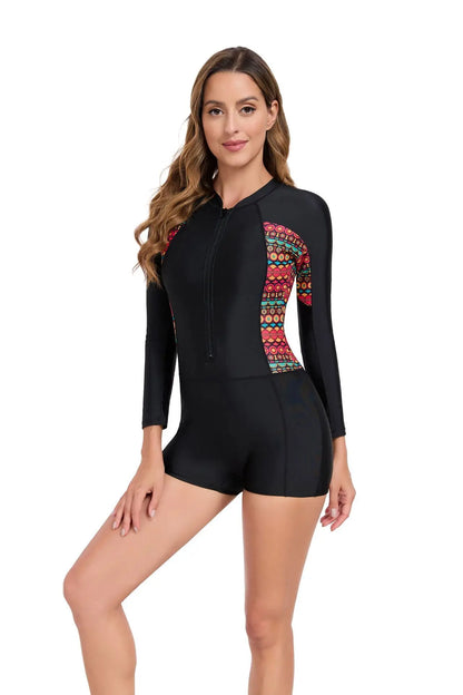 Sun Protection Zipper One Piece Swimsuits