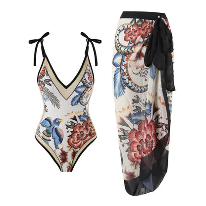 Summer Black Print One Piece Swimsuit