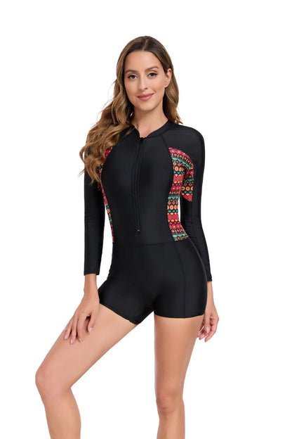 Sun Protection Zipper One Piece Swimsuits