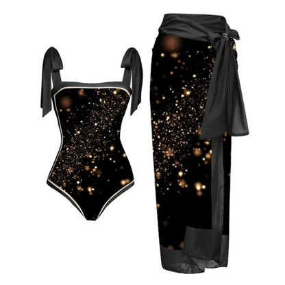 Sexy Black Print One Piece Swimsuits