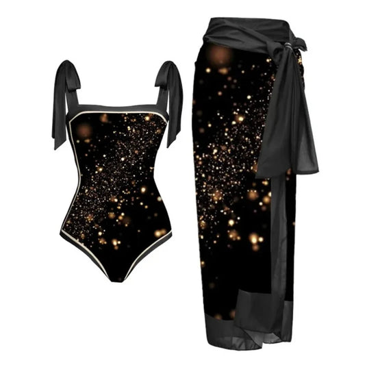 Sexy Black Print One Piece Swimsuits