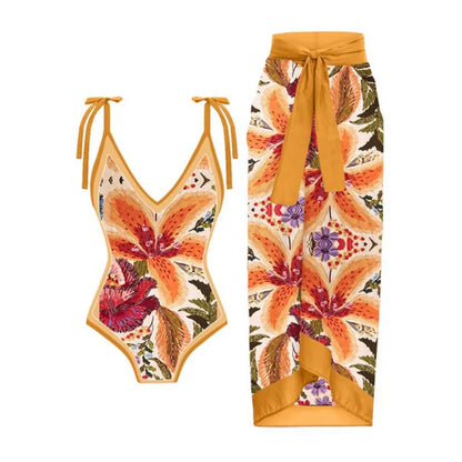 Summer Black Print One Piece Swimsuit