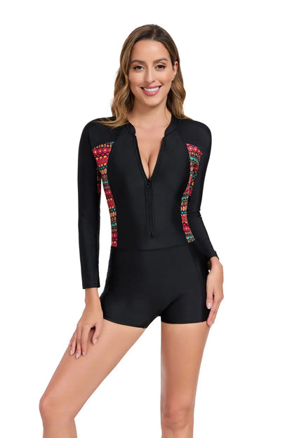 Sun Protection Zipper One Piece Swimsuits