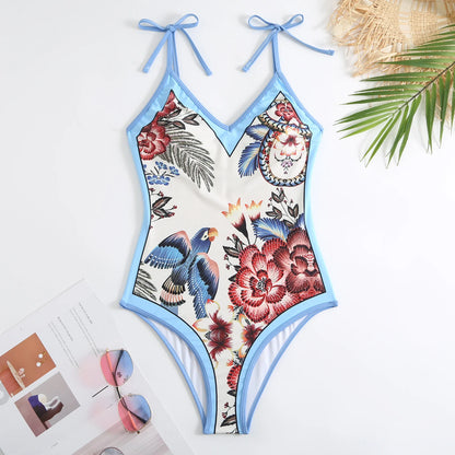 Summer Black Print One Piece Swimsuit