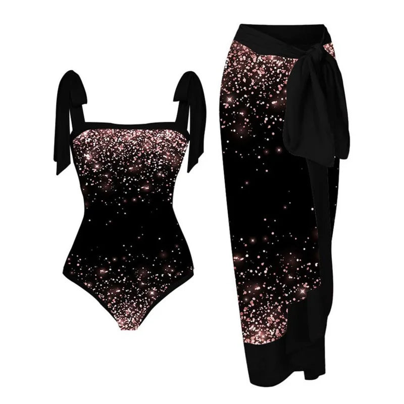 Sexy Black Print One Piece Swimsuits