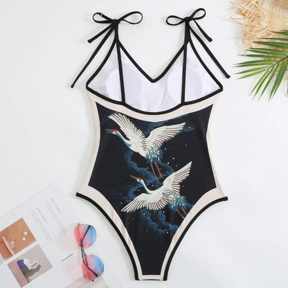 Summer Black Print One Piece Swimsuit