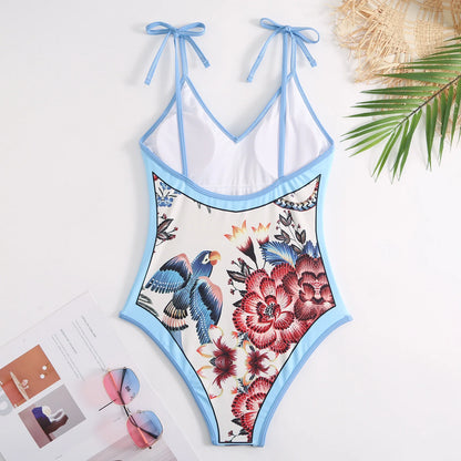 Summer Black Print One Piece Swimsuit