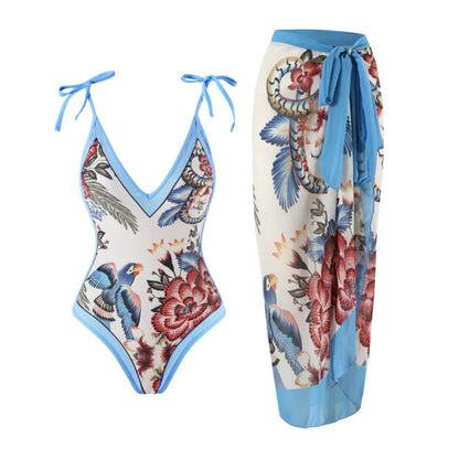 Summer Black Print One Piece Swimsuit