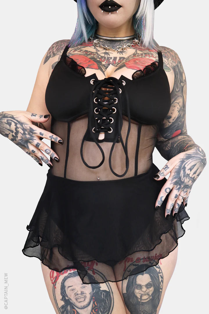 Midnight Reverie Lace Corset One-Piece