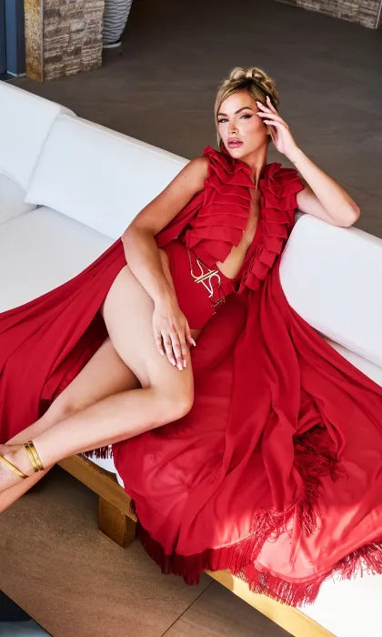 Crimson Cascade One-Piece